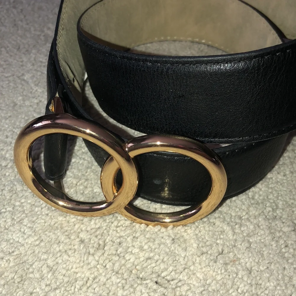 Express Synthetic leather,‎ Black ,Gold double circle buckle women’s medium